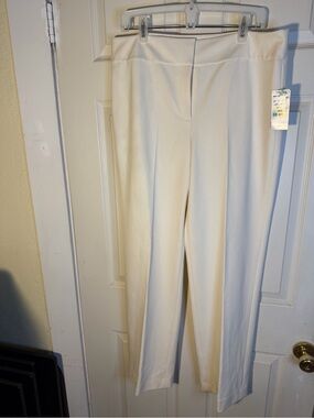 Peck & Peck Cream Winter White Straight-Leg Dress Pants 14